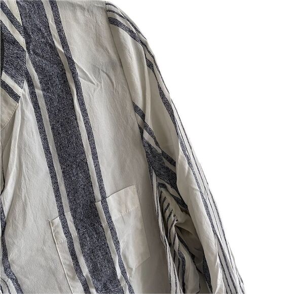 JOIE Silk Striped Popover Blouse Blue White L - Picture 8 of 10